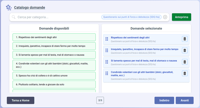 Costruisci il questionario